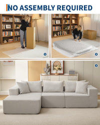 Divano componibile modular Garvee da 108" con chaise longue, comfort senza ossa, a forma di L, tessuto polimerico, divano letto, soggiorno, comodo, versatile