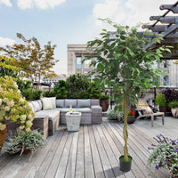 Albero di ficus artificiale Garvee da 5 piedi con tronco e foglie realistici, base in cemento, di facile coltivazione, per decorazione interna e stelle, verde