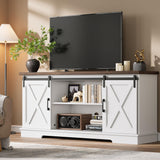 Garvee Mobile TV Rustico per TV 65" con Porte Scorrevoli, Ripiani Regolabili, Legno, Gestione Cavi, Soggiorno e Camera, Grigio, 59"L x 15.7"W x 27.6"H