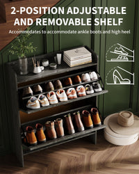 Garvee Scarpiera con 2 cassetti pieghevoli, marrone rustico, per corridoio e ingresso, salvaspazio, resistente, gambe in metallo