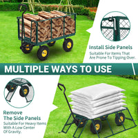 Carrello da Giardino in Acciaio Garvee per Festa del Papà | Capacità 1100 libbre, Maniglia 180° Girevole, Pneumatici 10", Lati Rimovibili, Robusto per Cortile