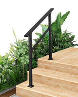 Garvee Corrimano Per Scale Esterne 3 Gradini Regolabile Metallo Antiscivolo Versatile Casa Ufficio - Black