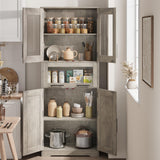 Mobiletto da bagno Garvee, alto e stretto, 170 cm, con 2 ante e 1 cassetto, grigio, ripiani regolabili, salvaspazio per bagno, corridoio e soggiorno - Grigio