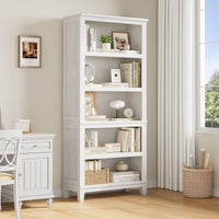 Libreria in legno Garvee, 5 ripiani, robusta, design vintage, MDF e legno, per soggiorno, ufficio, impermeabile, marrone