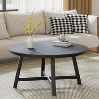 Tavolino da caffè rettangolare moderno Garvee 102x52cm in legno robusto minimalista marrone/nero per soggiorno e balcone