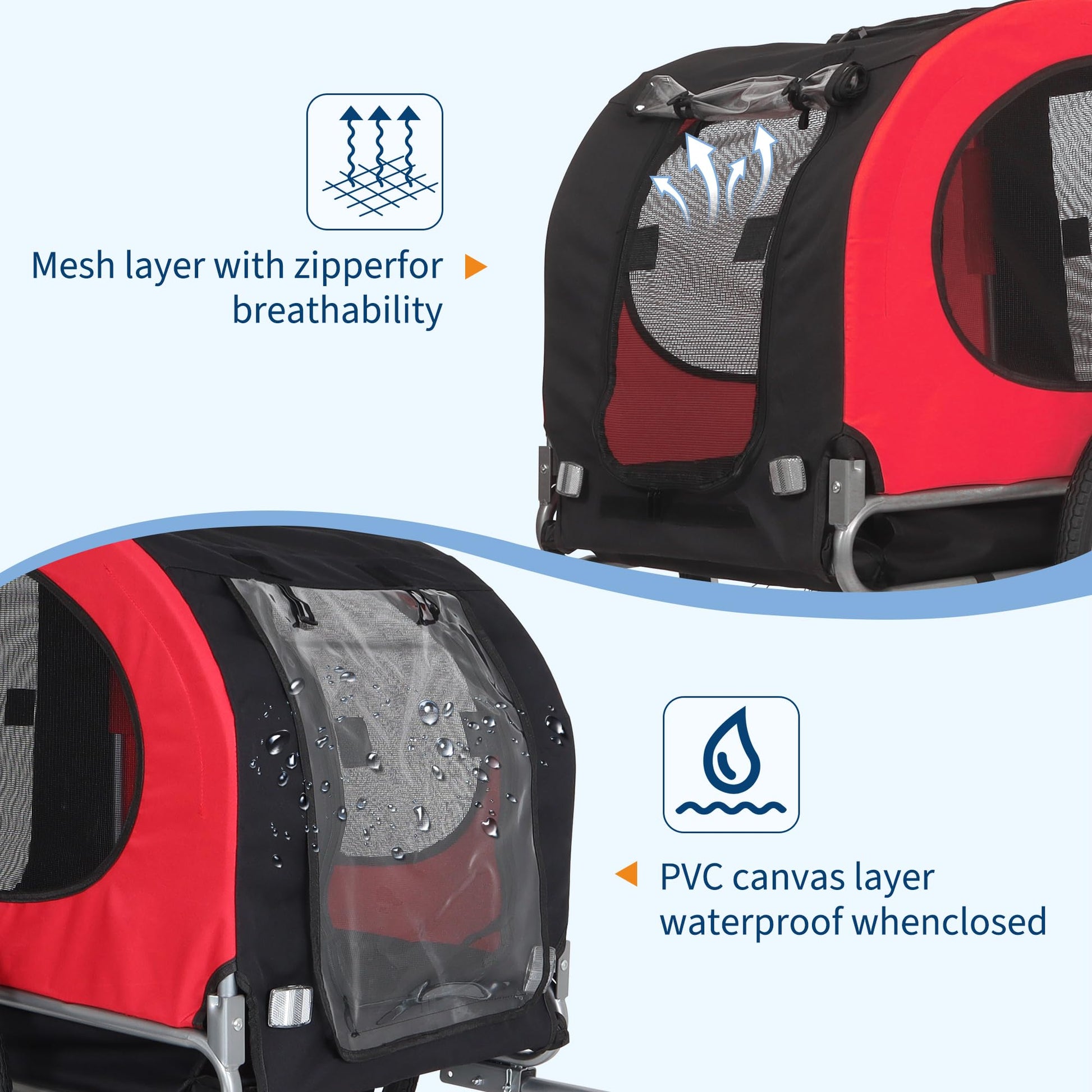 Rimorchio pieghevole per bici per cani Garvee, per cani di grossa taglia fino a 40 kg, pneumatici da 16", tessuto Oxford impermeabile, avventure all'aria aperta, nero