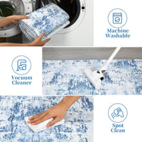 Tappeto moderno astratto Garvee 200 x 290 cm blu a pelo corto per soggiorno antiscivolo