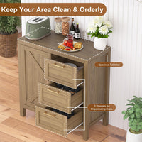 Credenza Garvee Buffet con spazio di archiviazione, ripiani regolabili, MDF e legno massello, soggiorno e cucina, stile country moderno, colore oro