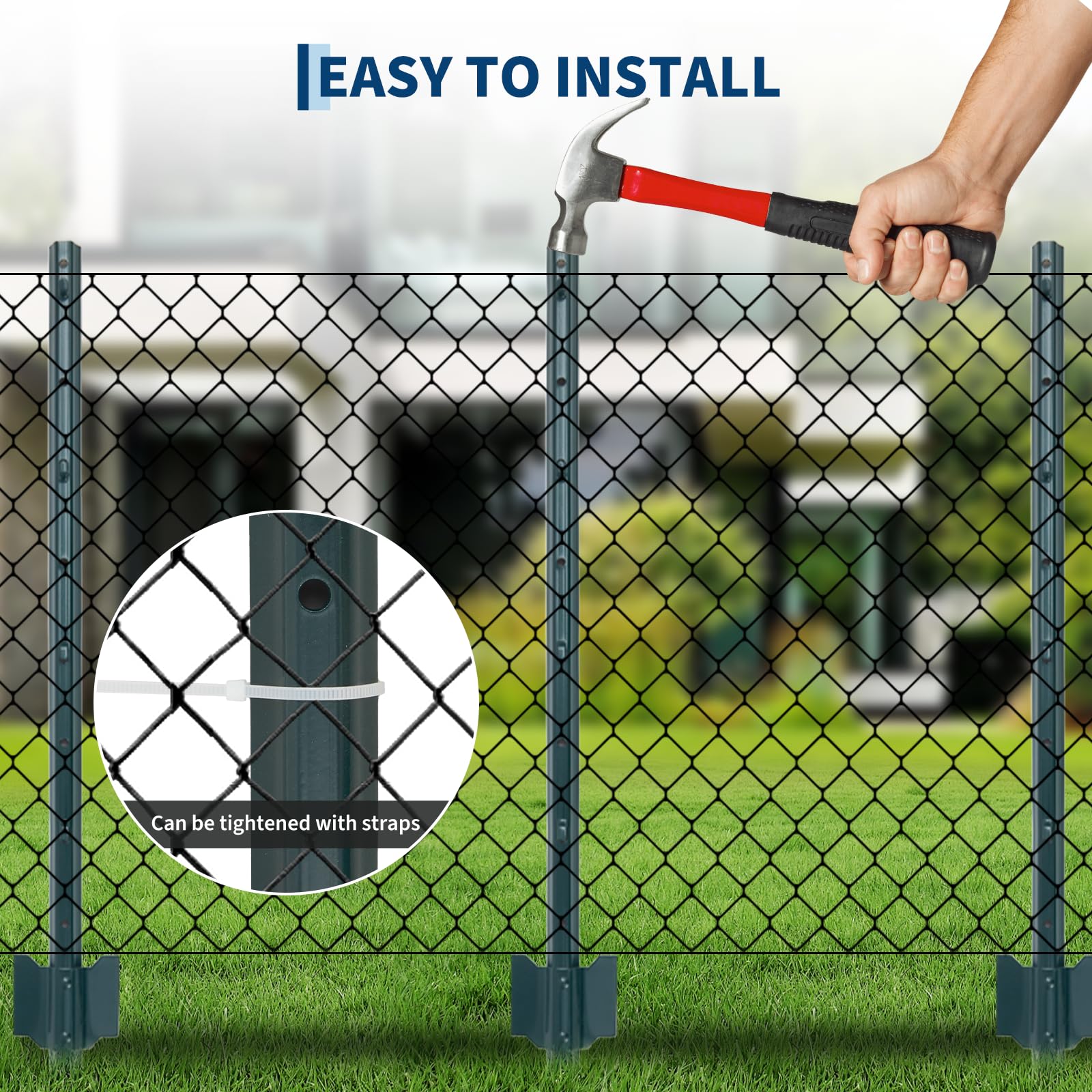 Garvee, set di 10 pali per recinzione il giardino in acciaio da 3 piedi con ancoraggi angolari a U, verniciati a polvere, robusti e versatili, cancello il giardino