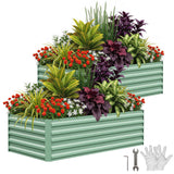 Garvee Letto Da Giardino Rialzato 8x4x2ft In Acciaio Zincato, Resistente Alla Ruggine, Spazioso, Facile Montaggio, Per Orto Esterno
