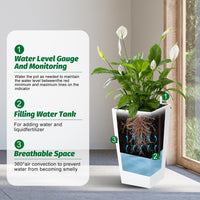 Set di 2 fioriere Garvee alte 16" nere con irrigazione automatica e indicatore del livello dell'acqua per uso interno ed esterno