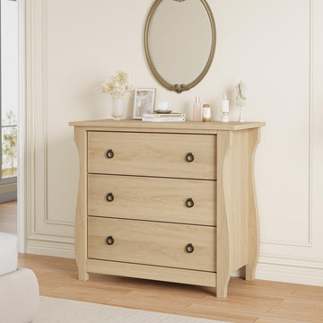 Cassettiera Garvee a 3 cassetti, mobiletto moderno in legno, bianco con maniglie in metallo nero per soggiorno e camera da letto, 29,9x15,8x29,3 pollici