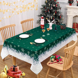 Tovaglia Natalizia Garvee Impermeabile Senza Pieghe con Motivo Fiocchi di Neve Verde, Poliestere Resistente, Cucina e Sala da Pranzo, 137x200cm