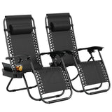Garvee Set 2 Sedie Zero Gravity, Sdraio Regolabili con Cuscino e Vassoio, Acciaio Resistente, Tessuto Textilene, Giardino e Spiaggia, Pieghevoli, Portatili, Nero - Black