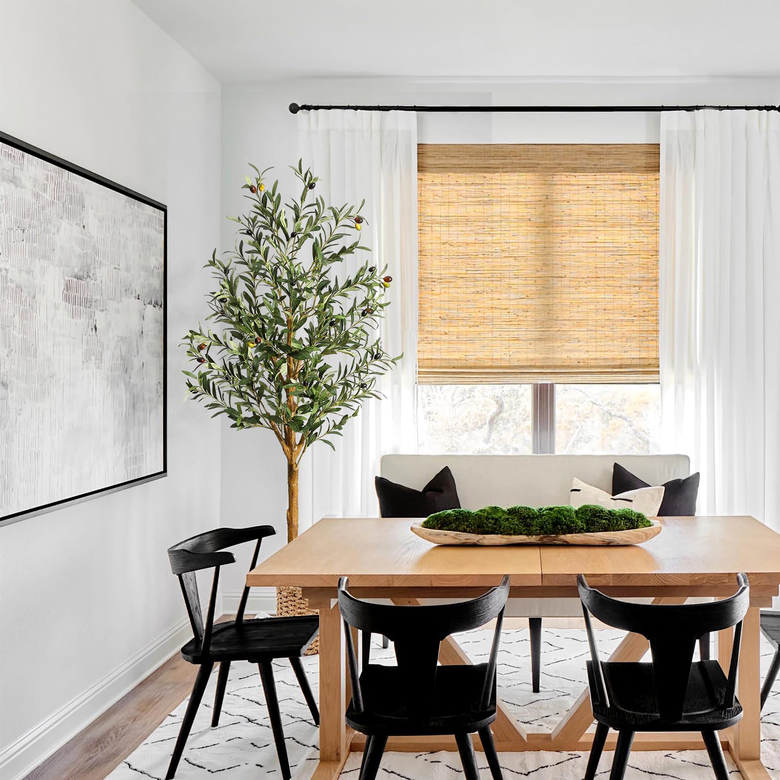 Albero di ulivo artificiale Garvee da 5 piedi con tronco realistico in PE, rami regolabili, fioriera robusta in PP per soggiorno e ufficio, verde