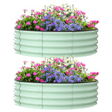 Aiule rialzate da giardino Garvee per esterni, set da 2, 122x122x30 cm, acciaio zincato, antiruggine, struttura a base aperta, verde, giardino e balcone - verde