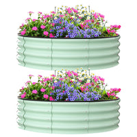 Aiule rialzate da giardino Garvee per esterni, set da 2, 122x122x30 cm, acciaio zincato, antiruggine, struttura a base aperta, verde, giardino e balcone