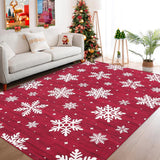 Tappeto natalizio moderno Garvee di grandi dimensioni con bordo natalizio a forma di fiocco di neve per soggiorno, camera da letto, sala da pranzo, 140x200 cm, multicolore