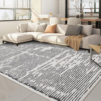Tappeto a pelo corto Garvee 120x170cm, lavabile, grigio chiaro, per soggiorno, camera da letto, motivo a linee minimaliste, soffice, morbido e antiscivolo.