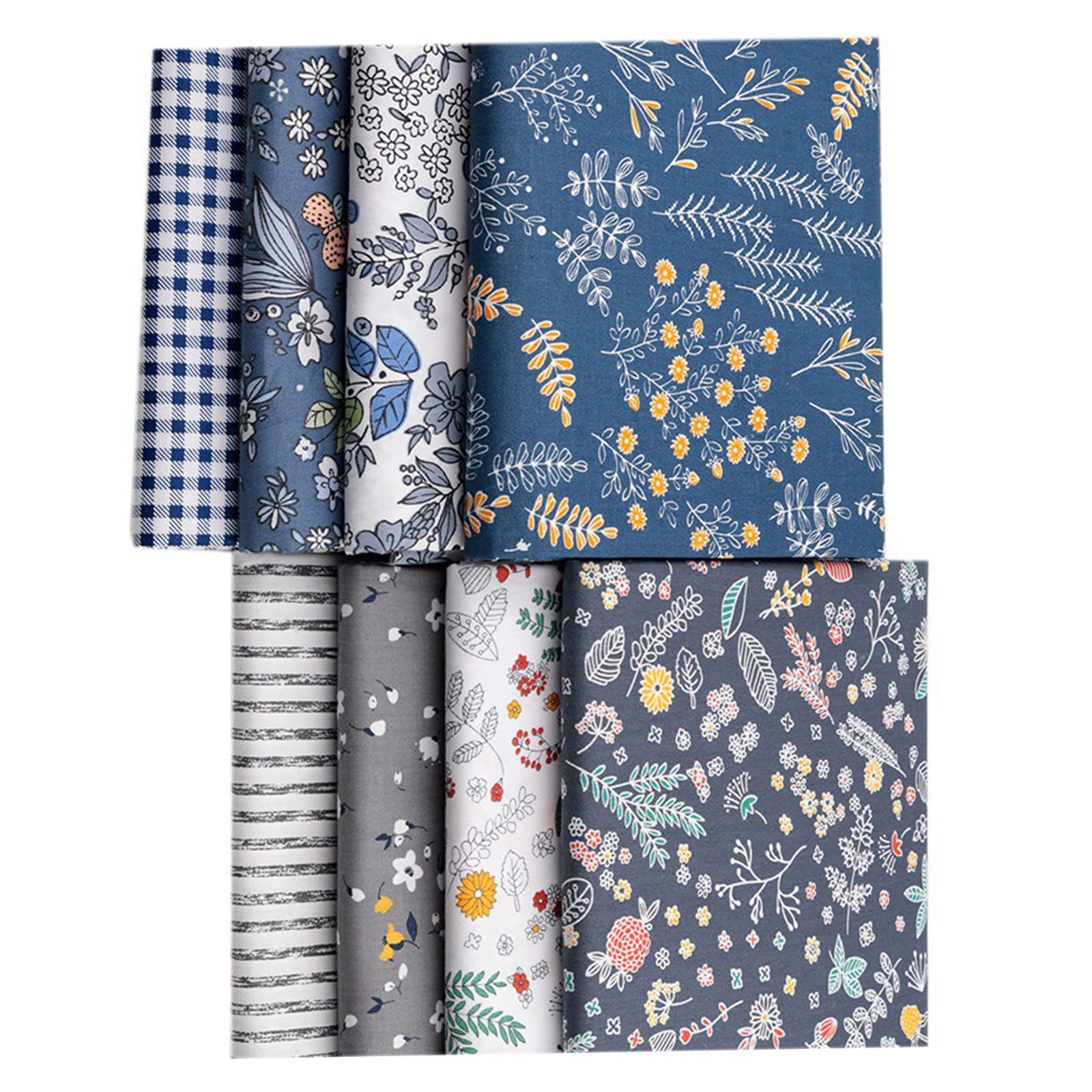 Set di 8 tessuti patchwork Garvee, cotone, 50x50 cm, morbidi e traspiranti, per cucito fai da te e quilting, motivo floreale