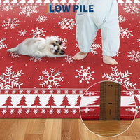 Tappeto natalizio Garvee rosso 120x170 cm con fiocchi di neve e albero di Natale per soggiorno e camera da letto, lavabile, TPR antiscivolo, pelo corto