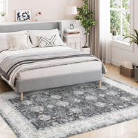 Garvee Läufer Kurzflor Teppich Rutschfest Waschbar Synthetikfaser Orientalisches Muster Schwarz 160x230 cm Wohnzimmer Schlafzimmer