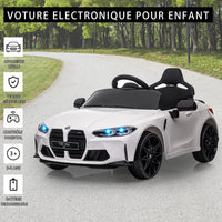 Garvee Kids Electric Car BMW M4 con licenza 12V con LED, musica, cintura di sicurezza, telecomando, metallo PP, giocattolo per esterni, 3 km/h, nero