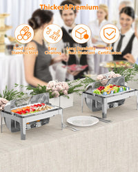 Garvee Roll Top Chafing Dish Buffet Set 9QT Acciaio inossidabile con finestra di visualizzazione per eventi di catering, coperchio 90/180°, robusto