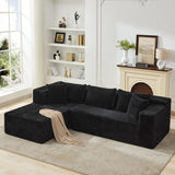 Divano componibile Garvee Cloud da 106" a forma di L, chaise longue in velluto a coste, modulare, soggiorno, camera da letto, seduta profonda, comfort, beige - Nero
