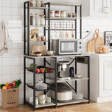 Scaffale da cucina Garvee con presa di corrente, 7 ripiani, metallo e legno, per cucina e bar, grigio, 35,41"x15,71"x70,12" - rosso