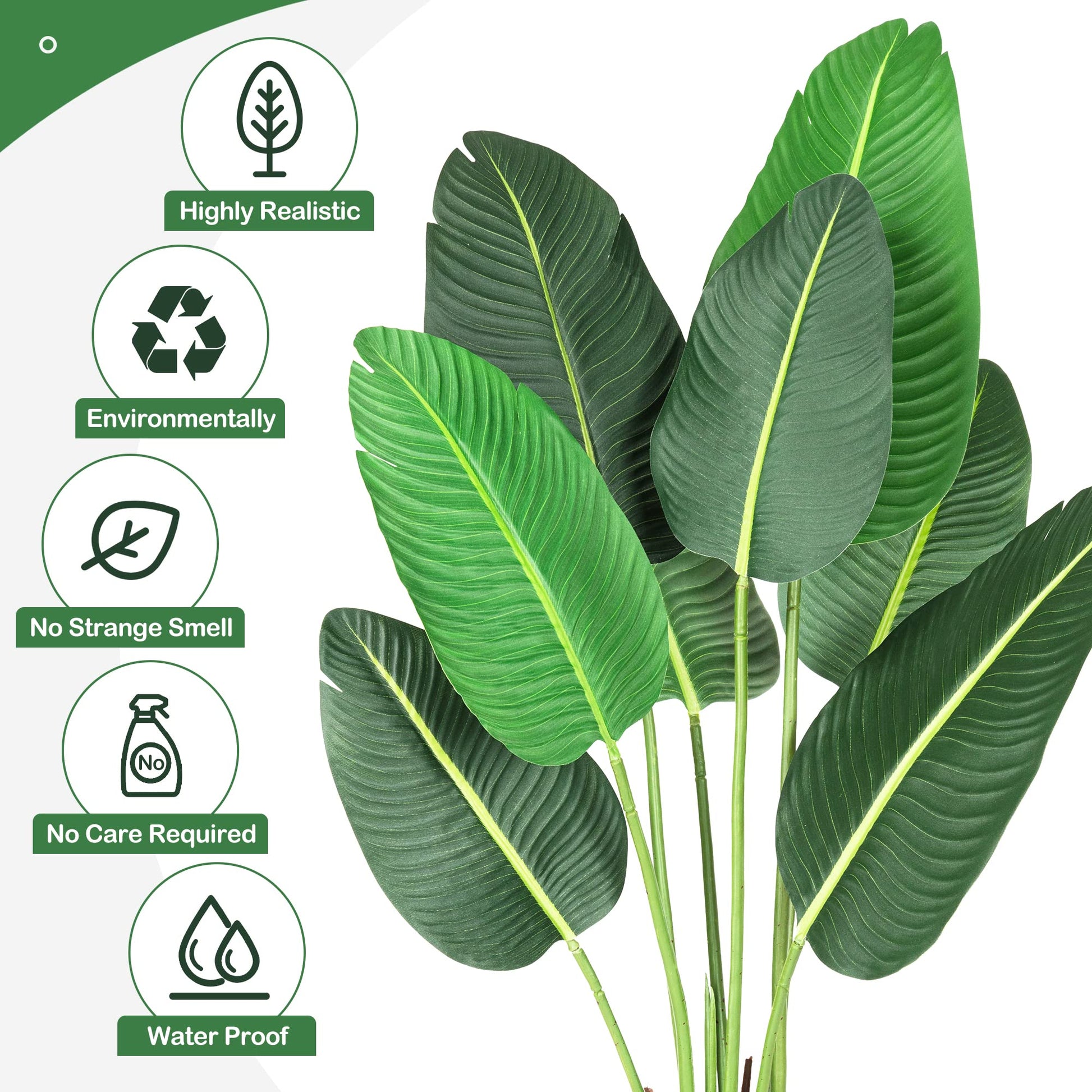 Albero artificiale dell'uccello del paradiso Garvee da 48", struttura in metallo, soggiorno e ufficio, 4 piedi, realistico, facile da pulire, verde