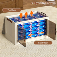 Contenitori impilabili in plastica Garvee, set da 4, 72 QT, con ante e ruote, per camera da letto e garage, trasparenti, robusti, versatili