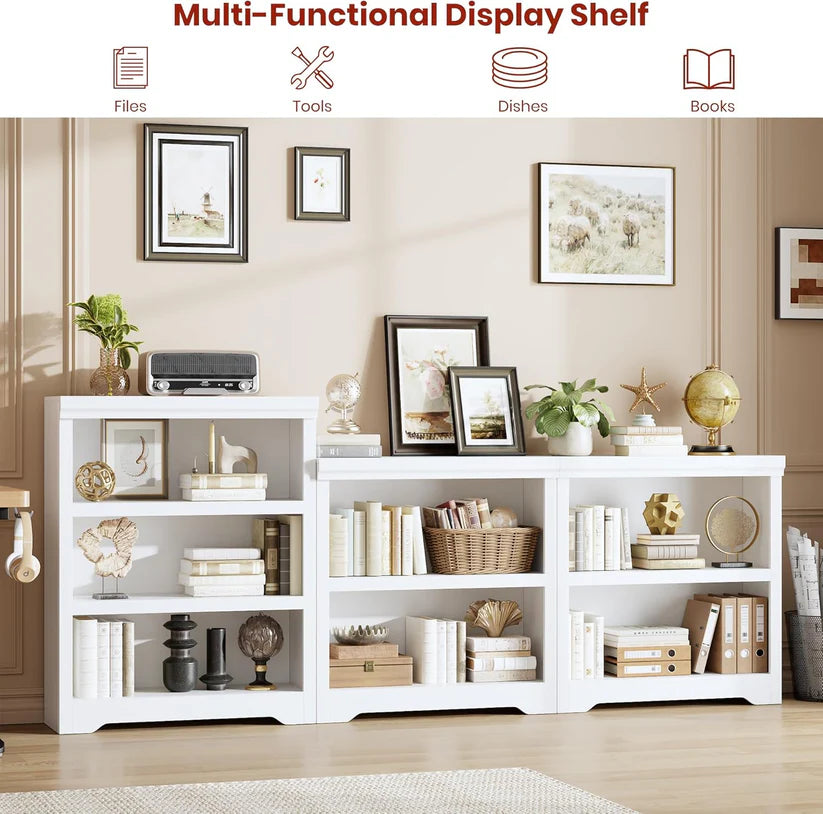 Garvee Libreria Rustica Alta 75" 2-6 Ripiani Regolabili MDF Robusta Anti-Ribaltamento Soggiorno Ufficio Bianco