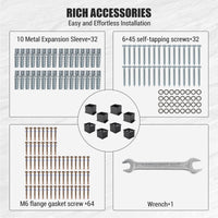 Staffa per terrazza Garvee 6x6 con base per palo e rivestimento a polvere, acciaio, base per interni, resistente alle intemperie per recinzioni, pergolati, terrazze, kit di montaggio da 8 pezzi