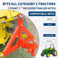 Garvee Gancio Traino Rimorchio 3 Punti Ricevitore 5 cm 4.536 kg Acciaio Nero - Ideale per Trattori Categoria 1