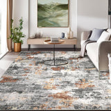 Garvee Tappeto Moderno Lavabile Design Astratto Antiscivolo Polipropilene Arancione Grigio per Soggiorno Camera Cucina