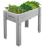 Garvee Letto Da Giardino Rialzato In Legno Di Abete Naturale 48x24x30IN Con Gambe Stabili Per Orto E Balcone - Grey