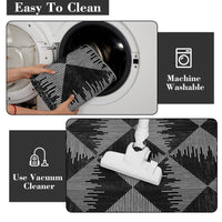 Tappeto lavabile Garvee 80 x 150 cm nero a pelo corto antiscivolo per soggiorno e camera da letto