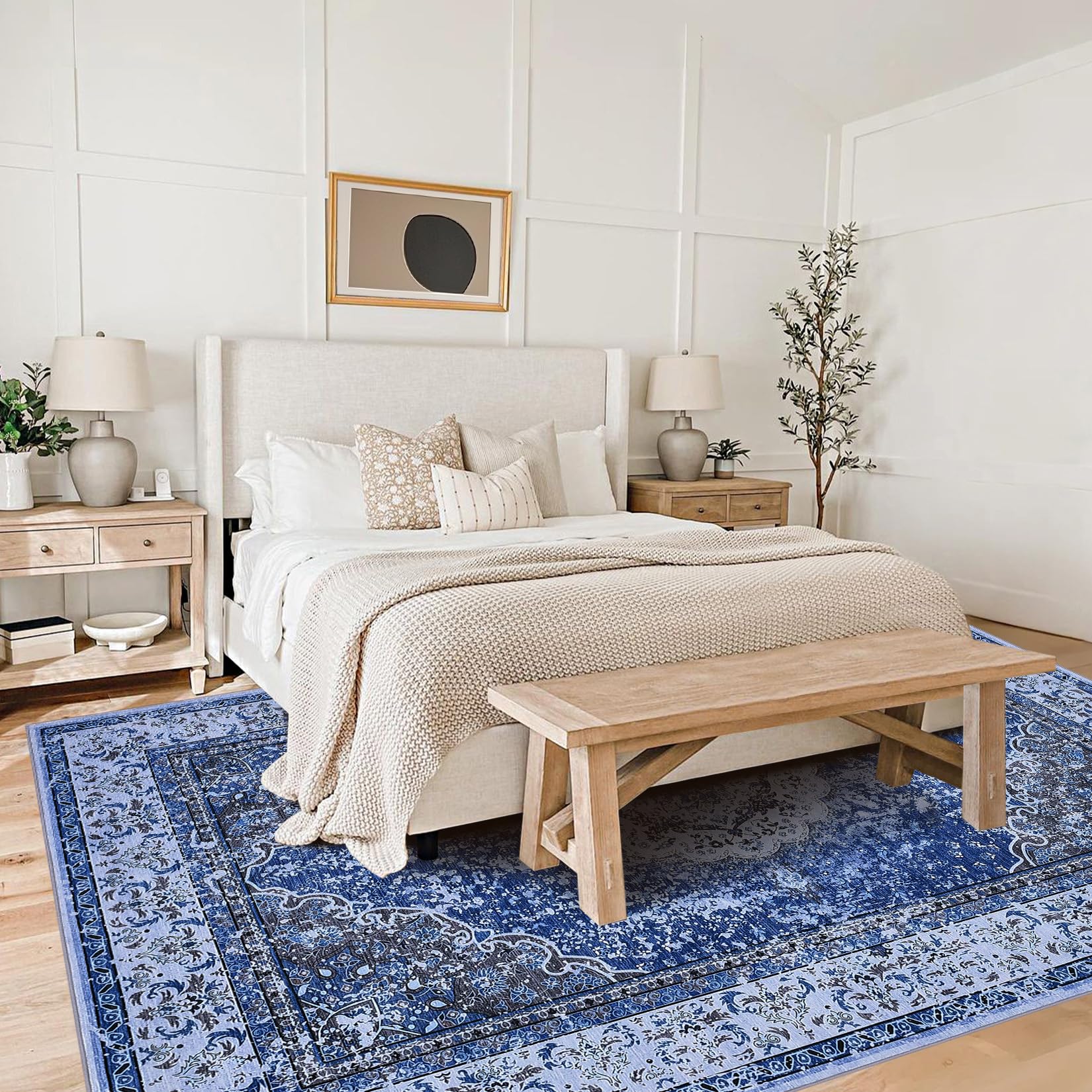 Tappeto vintage boho Garvee 240x340 cm in morbido velluto di agnello sintetico antiscivolo per soggiorno e ufficio