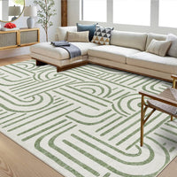 Tappeto Garvee lavabile a pelo corto 200 x 290 cm verde chiaro antiscivolo per soggiorno camera da letto