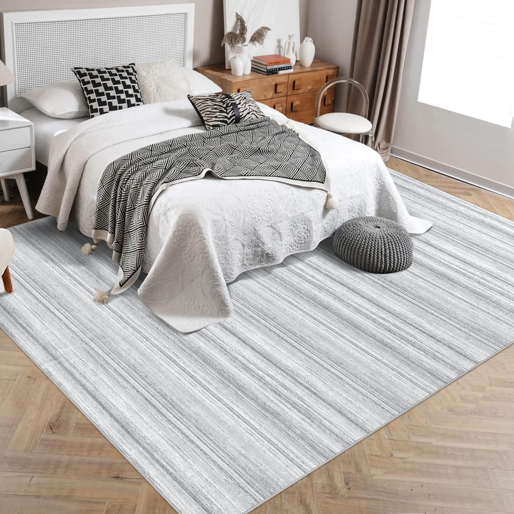 Tappeto a pelo corto Garvee per soggiorno 160x230cm grigio antiscivolo lavabile moderno tinta unita