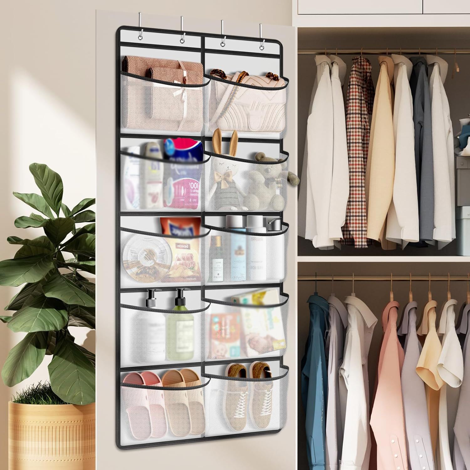 Garvee Organizer da appendere alla porta con 5/10 tasche per cameretta dei bambini, camera da letto, ufficio, bagno - Design compatto salvaspazio