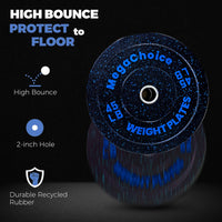 Set di dischi in gomma da 2" Garvee da 45 libbre con anello in acciaio, ammortizzanti per casa e palestra, pesi colorati
