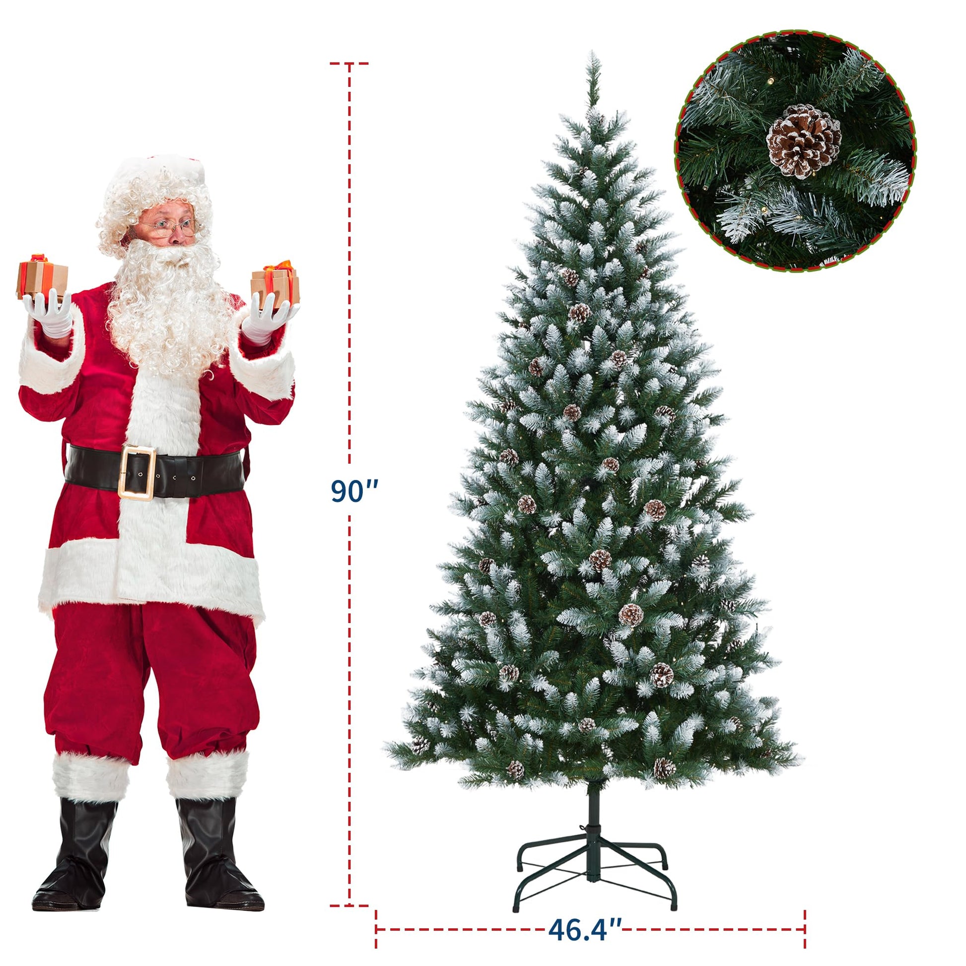 Albero di Natale Artificiale Garvee 225 cm PE/PVC - 400 LED, 3000 Rami, Supporto Metallico