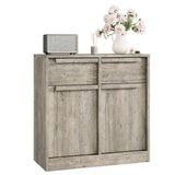 Garvee Mobile Buffet Sideboard con 2 Cassetti Ampio Contenitore 80 cm Legno Ingegnerizzato Grigio Cucina Soggiorno