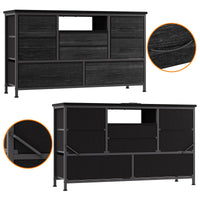 Mobile TV Garvee a 8 cassetti con illuminazione a LED e presa di corrente per soggiorno e camera da letto, legno MDF, luce RGB, ampio spazio di archiviazione, gestione dei cavi, bianco