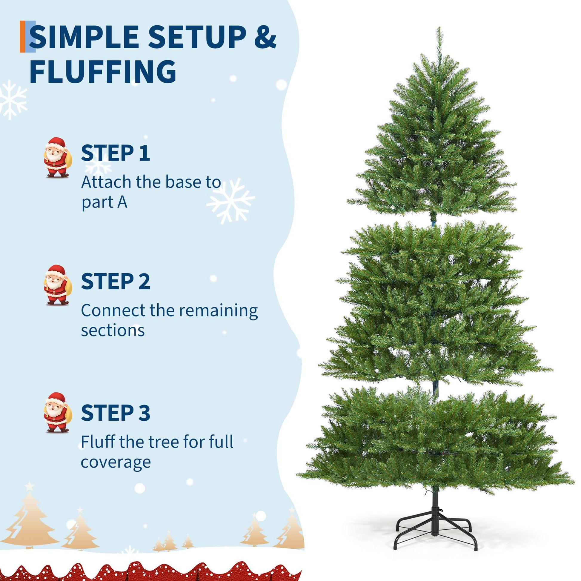 Albero di Natale artificiale Garvee da 225 cm con 700 LED in PE/PVC di alta qualità per soffitti alti ed eventi festivi