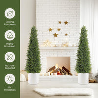 Albero di cedro artificiale Garvee da 48 pollici, resistente ai raggi UV, realistico, tronco di legno, resistente alle intemperie, set da 2, decorazione natalizia per esterni, verde