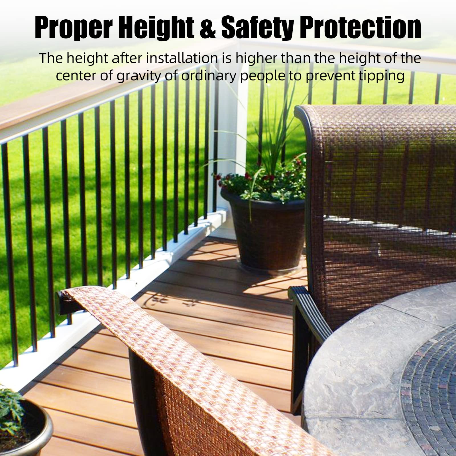 GARVEE Balaustre per terrazze in alluminio piatte e dritte da 32-1/4 pollici con viti, confezione da 50 ringhiere per portici scanalate, ringhiere per terrazze con balaustra per scale, ringhiere per terrazze e scale, nero opaco