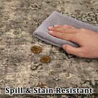 Tappeto Garvee 160x230cm, lavabile, retrò, per soggiorno, cammello, morbido, antiscivolo, grande, vintage, a pelo corto, per camera da letto, sala da pranzo, ufficio.